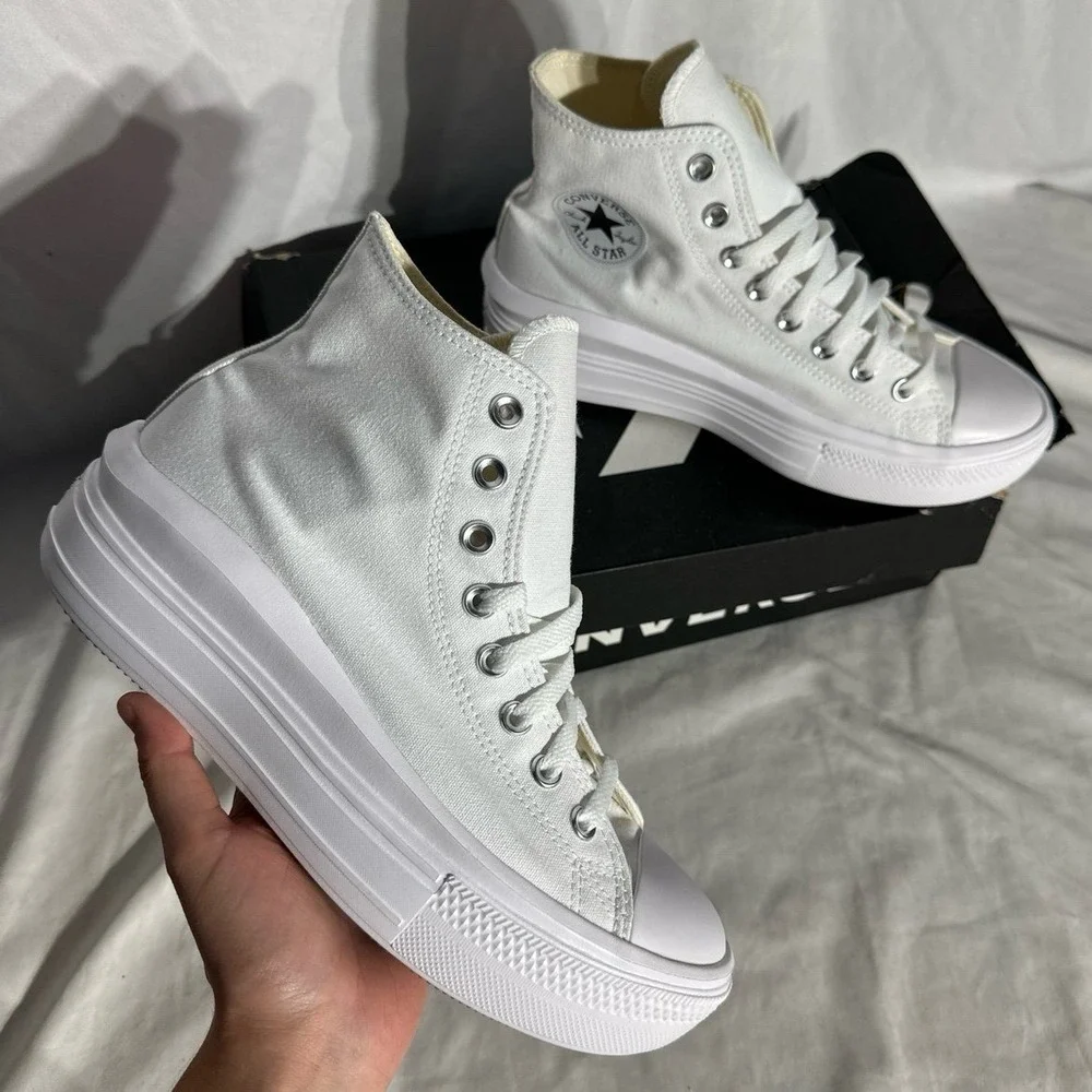 Converse CTAS MOVE Hi High Top Shoes Triple White New Woman's 10